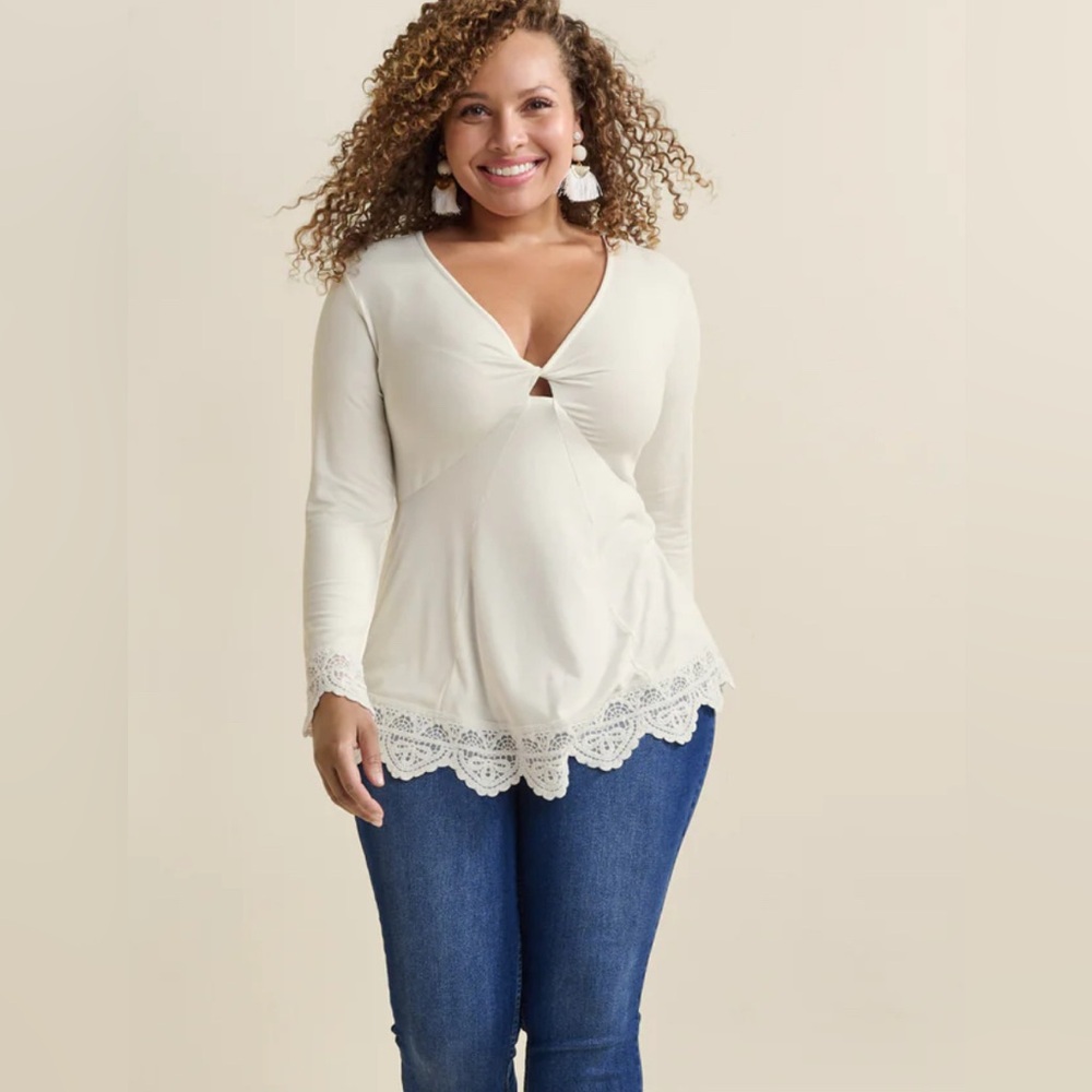 VENUS - Babydoll Lace Trim Top - Picture 2 of 8